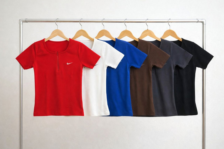 رنگبندی تیشرت نیم زیپ کبریتی کارول